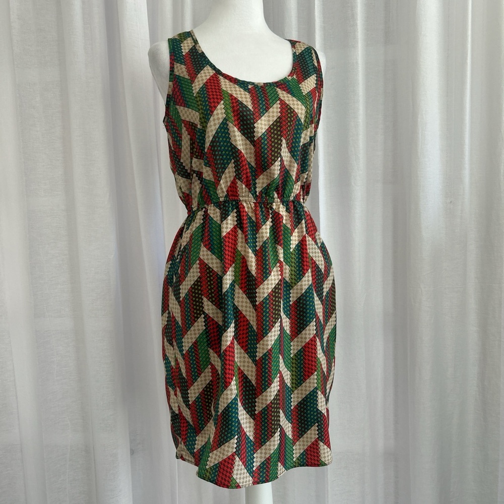 Colorful Chevron Patterned Mini Dress
